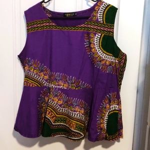 Purple dashiki peplum blouse